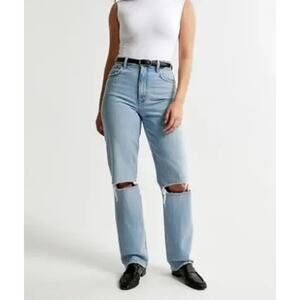 Abercrombie The 90s Straight Leg Ultra High Rise Jeans Blue 10 Short